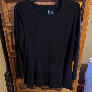Denim&Co Classic Black Long Sleeve Top